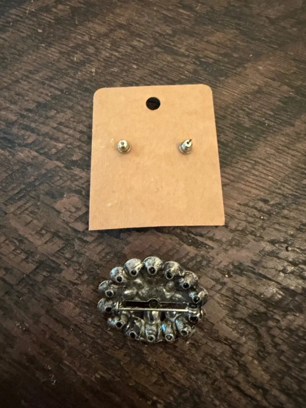 Gorgeous Vintage Rhinestone Pin and Pierced Earring Set